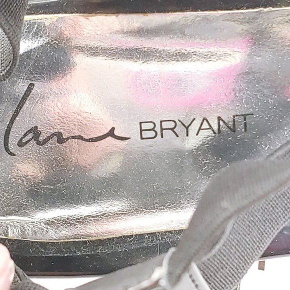 Lane Bryant Womens T Strap Wedge Sandals Cork Midsole‎ Zip Strappy Black 9W - Picture 9 of 10